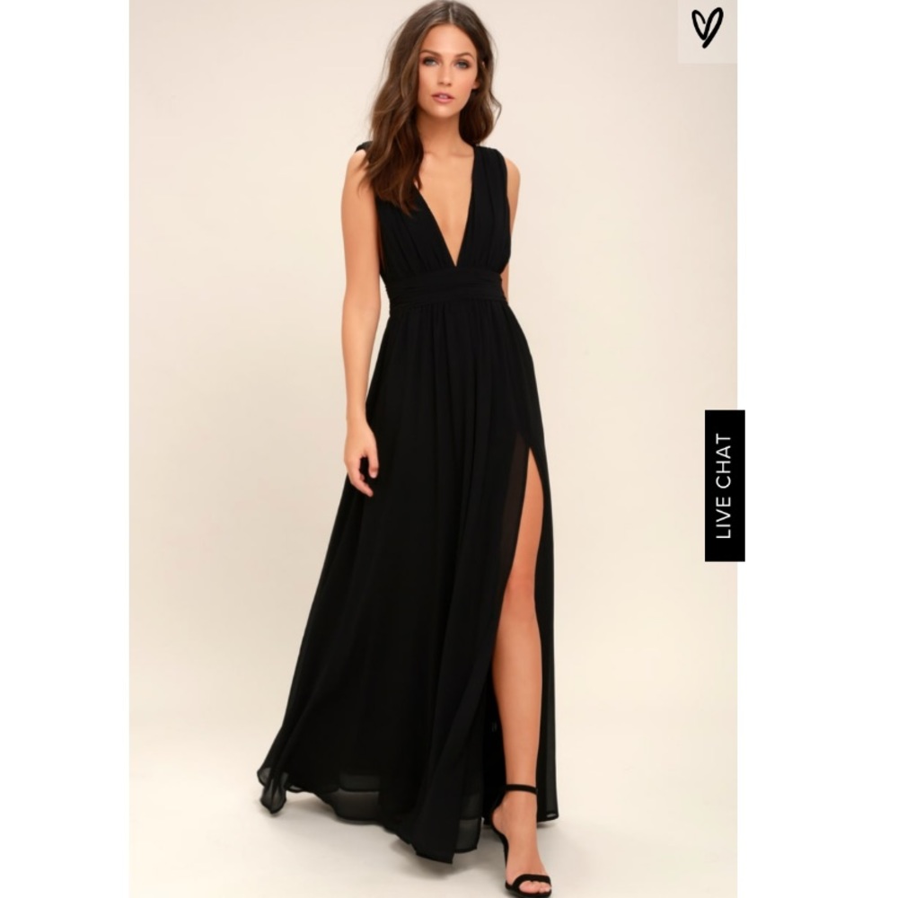 Lulus Heavenly Hues Black Maxi Dress